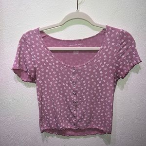 American eagle cropped button tee